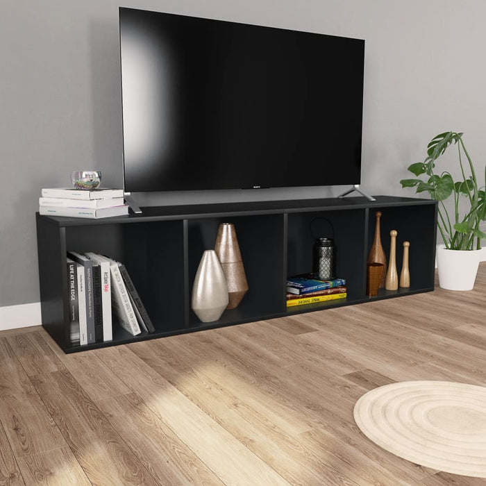 Bibliotecă/Dulap TV, negru, 36x30x143 cm, lemn prelucrat - WALTI WALTI