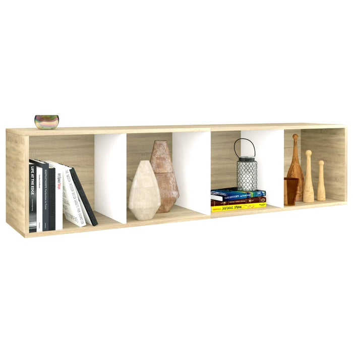 Bibliotecă/Dulap TV alb/stejar sonoma 36x30x143cm lemn compozit - WALTI WALTI