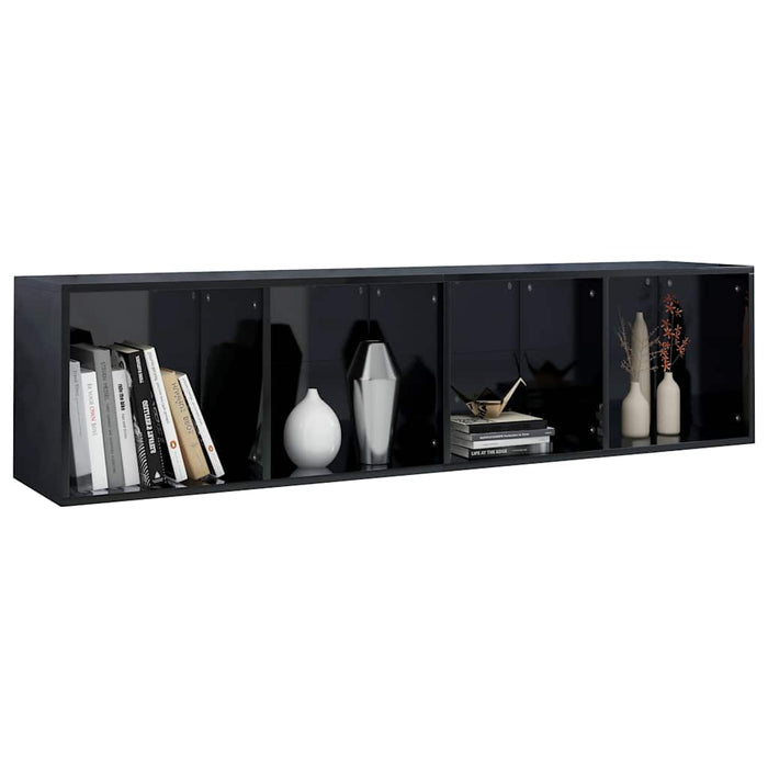 Bibliotecă/Comodă TV, negru extralucios, 36x30x143 cm, PAL WALTI