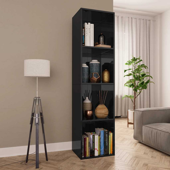 Bibliotecă/Comodă TV, negru extralucios, 36x30x143 cm, PAL WALTI