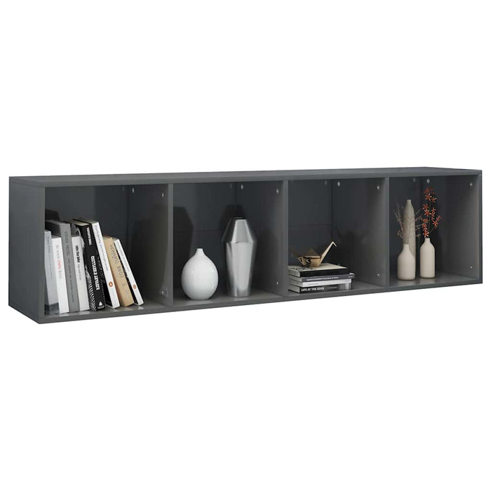 Bibliotecă/Comodă TV, gri extralucios, 36x30x143 cm, PAL WALTI
