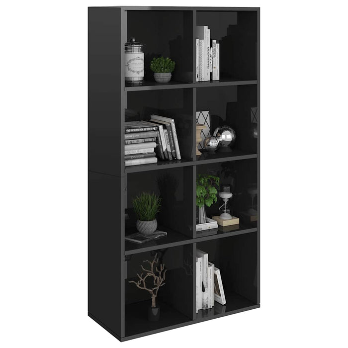 Bibliotecă/Servantă, negru extralucios, 66x30x130 cm, PAL WALTI
