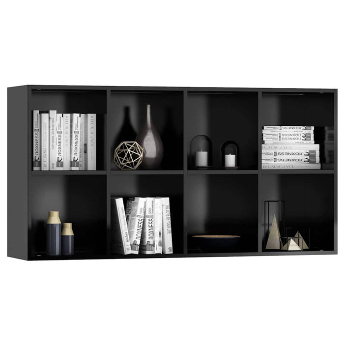 Bibliotecă/Servantă, negru extralucios, 66x30x130 cm, PAL WALTI