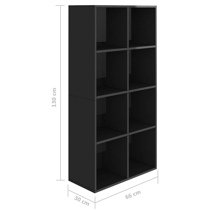 Bibliotecă/Servantă, negru extralucios, 66x30x130 cm, PAL WALTI