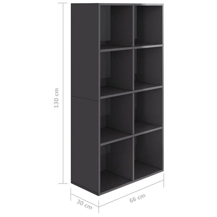 Bibliotecă/Servantă, gri extralucios, 66x30x130 cm, PAL WALTI