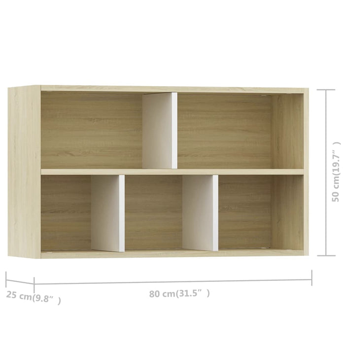 Bibliotecă/Servantă alb&stejar sonoma 50x25x80cm lemn prelucrat - WALTI WALTI