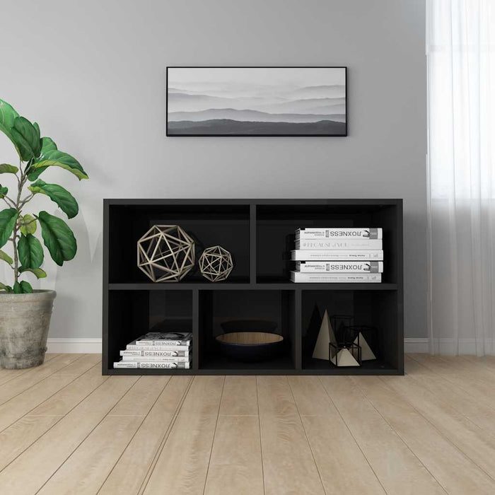 Bibliotecă/Servantă, negru extralucios, 50x25x80 cm, PAL WALTI