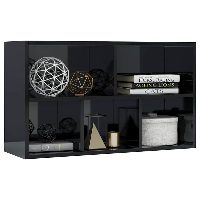 Bibliotecă/Servantă, negru extralucios, 50x25x80 cm, PAL WALTI