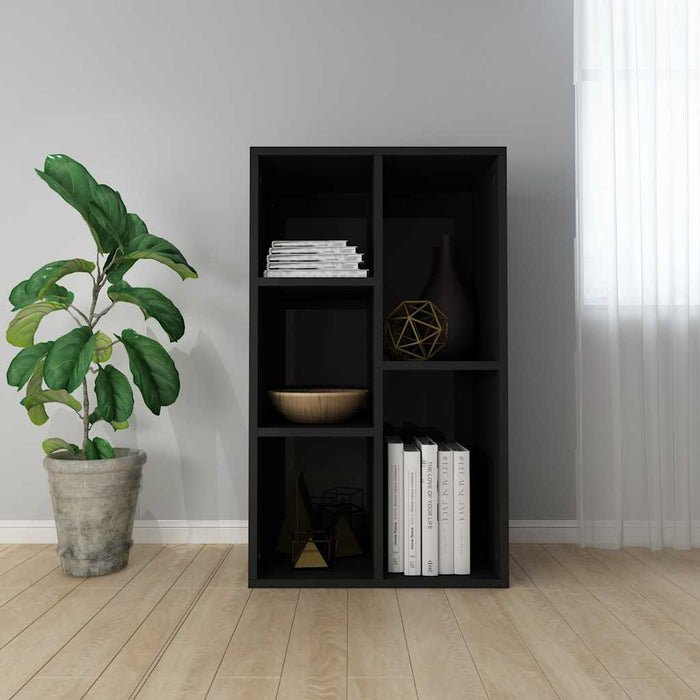 Bibliotecă/Servantă, negru extralucios, 50x25x80 cm, PAL WALTI