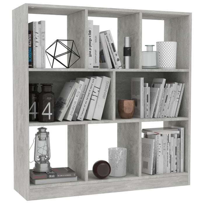 Bibliotecă, gri beton, 97,5x29,5x100 cm, lemn prelucrat - WALTI WALTI