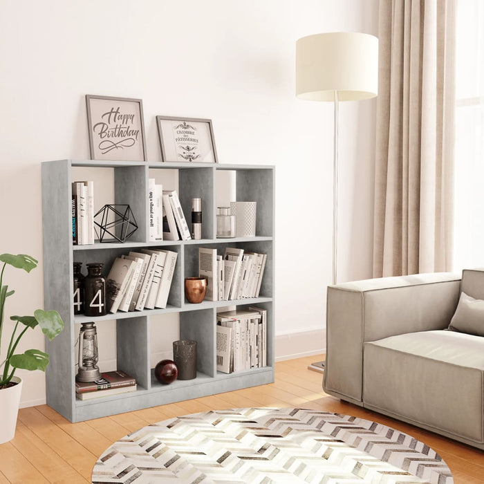 Bibliotecă, gri beton, 97,5x29,5x100 cm, lemn prelucrat - WALTI WALTI