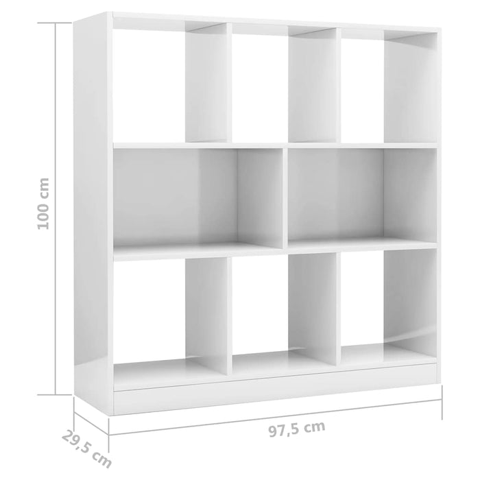 Bibliotecă, alb extralucios, 97,5x29,5x100 cm, lemn prelucrat WALTI