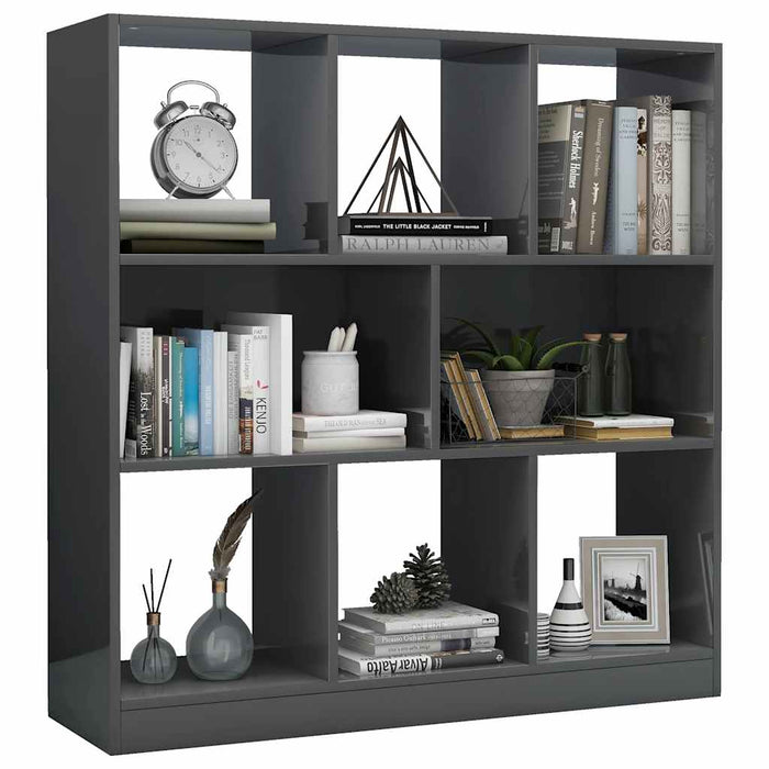 Bibliotecă, gri extralucios, 97,5x29,5x100 cm, PAL WALTI