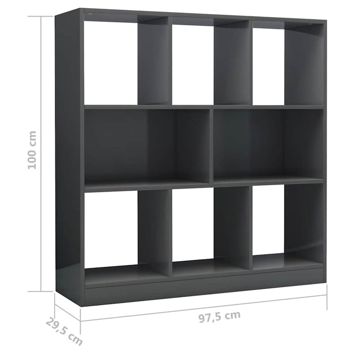 Bibliotecă, gri extralucios, 97,5x29,5x100 cm, PAL WALTI