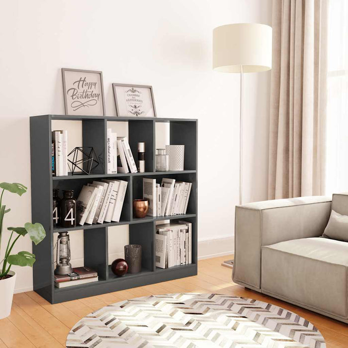 Bibliotecă, gri extralucios, 97,5x29,5x100 cm, PAL WALTI