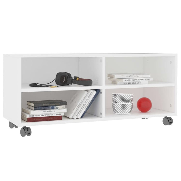 Dulap TV cu rotile, alb, 90x35x35, lemn prelucrat - WALTI WALTI