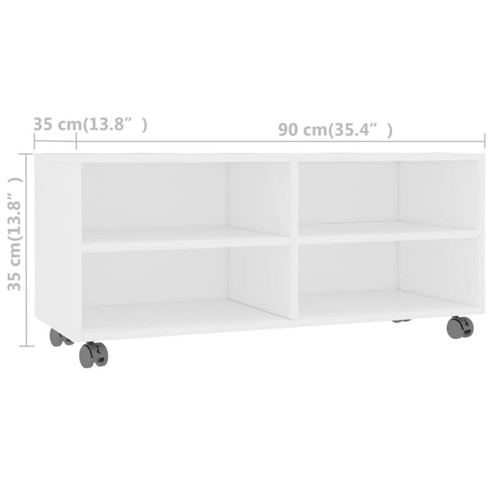 Dulap TV cu rotile, alb, 90x35x35, lemn prelucrat - WALTI WALTI