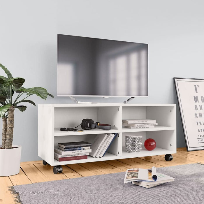 Dulap TV cu rotile, alb, 90x35x35, lemn prelucrat - WALTI WALTI