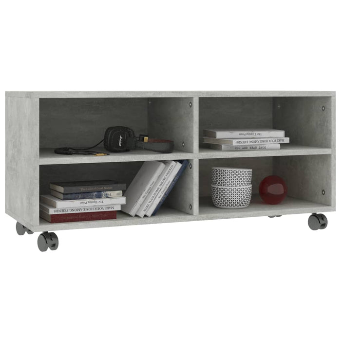 Dulap TV cu rotile, gri beton, 90x35x35, lemn prelucrat - WALTI WALTI