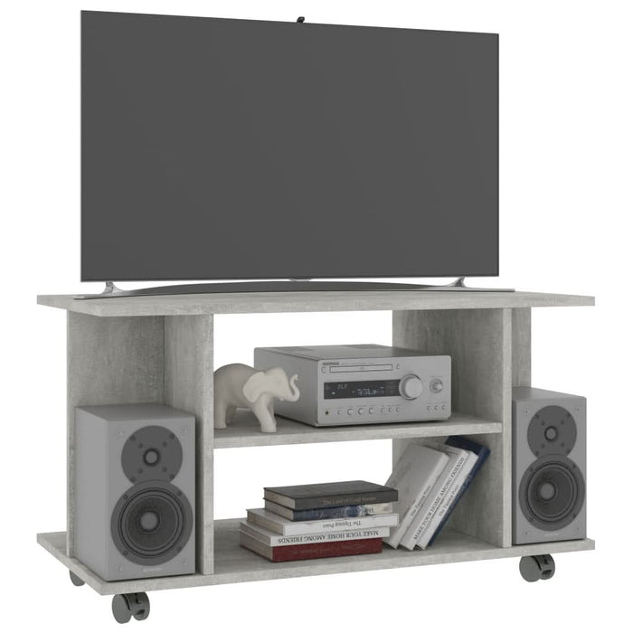 Comodă TV cu roți, gri beton, 80x40x45 cm, lemn prelucrat - WALTI WALTI