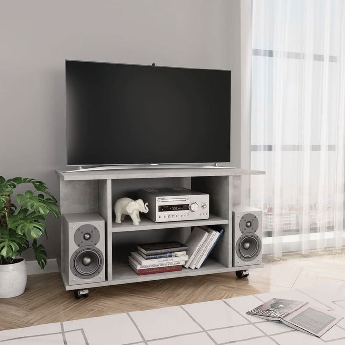 Comodă TV cu roți, gri beton, 80x40x45 cm, lemn prelucrat - WALTI WALTI