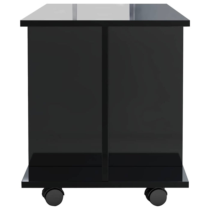 Comodă TV cu roti negru extralucios, 80x40x40 cm lemn prelucrat WALTI