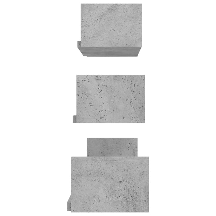 Raft de perete, 3 buc., gri beton, lemn prelucrat WALTI