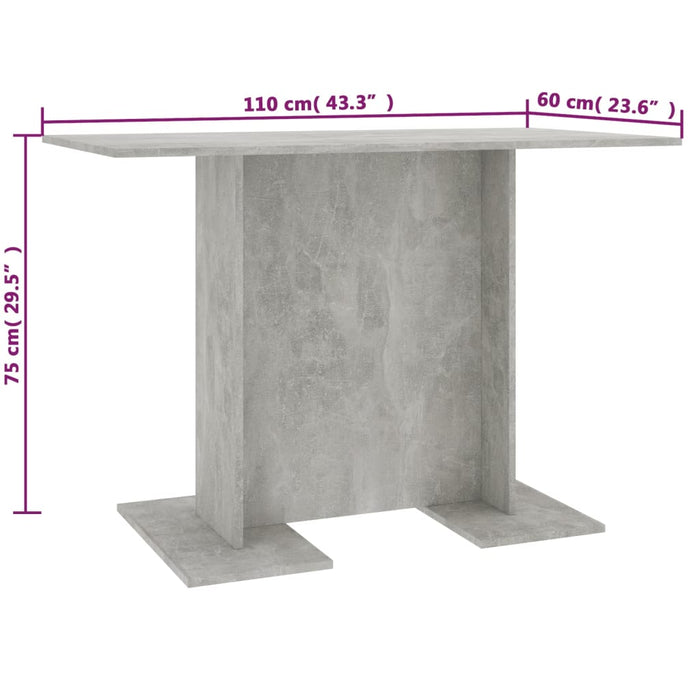 Masă de bucătărie, gri beton, 110x60x75 cm, lemn prelucrat - WALTI WALTI