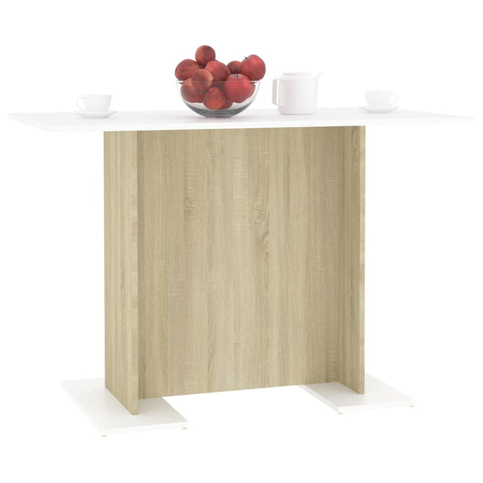 Masă de bucătărie, alb & stejar sonoma, 110x60x75 cm, PAL WALTI