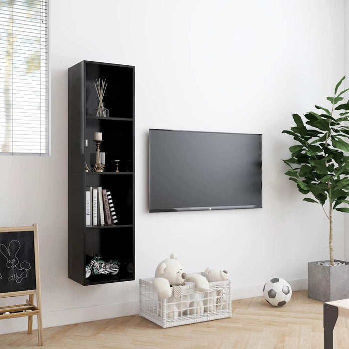 Bibliotecă/Comodă TV, negru, 143x30x36 cm WALTI
