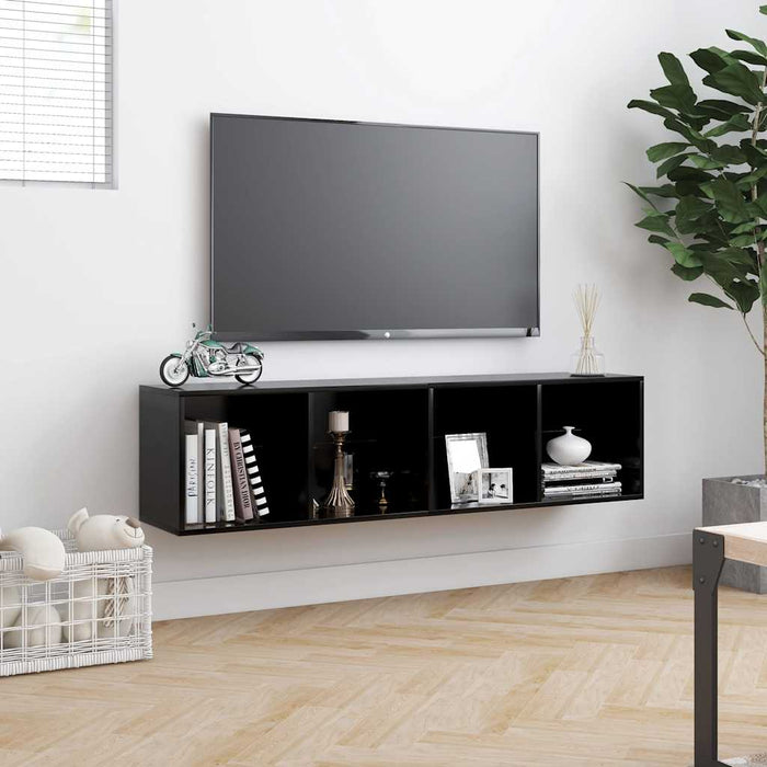 Bibliotecă/Comodă TV, negru, 143x30x36 cm WALTI
