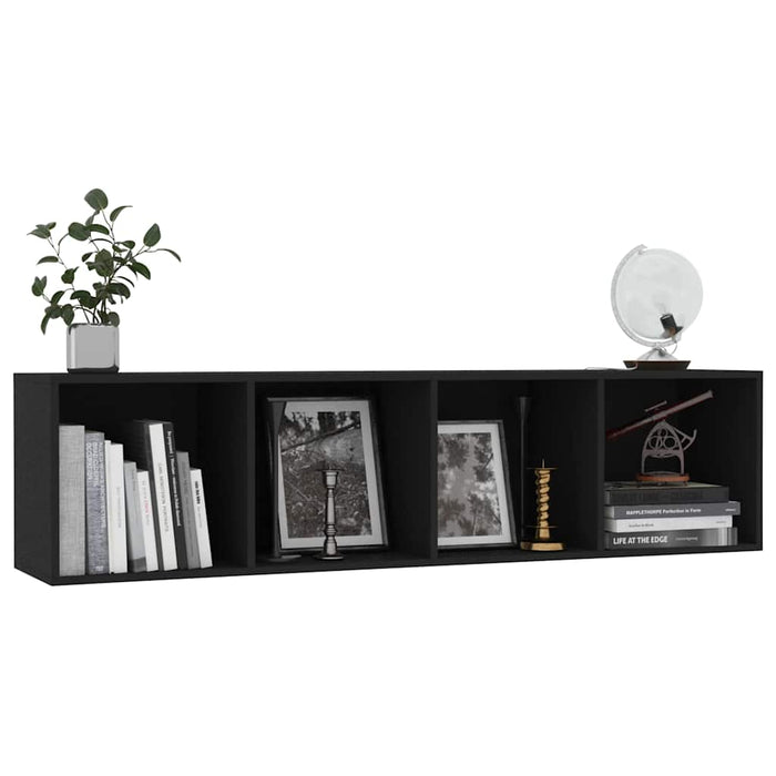 Bibliotecă/Comodă TV, negru, 143x30x36 cm WALTI
