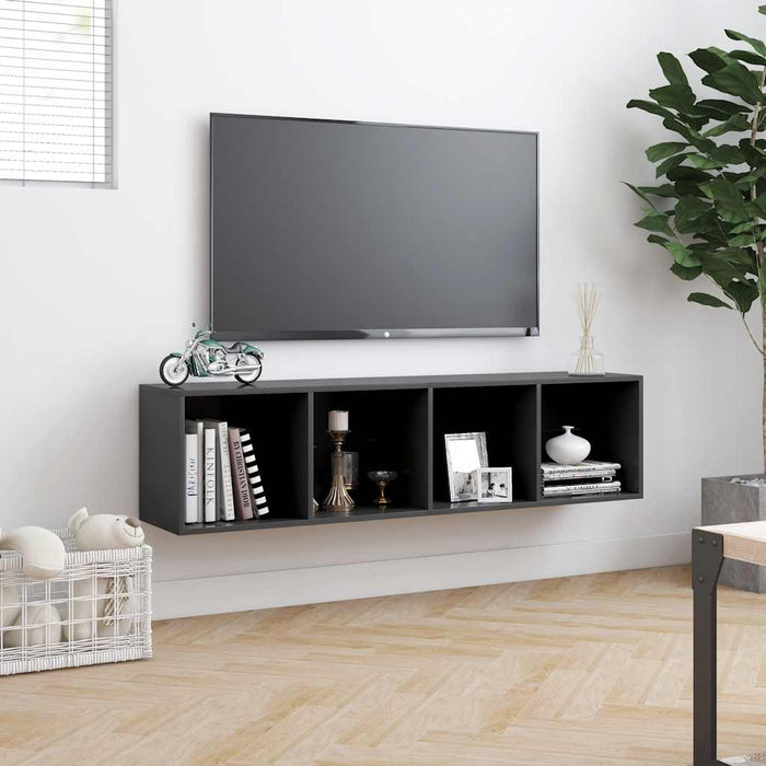 Bibliotecă/Comodă TV, gri, 143x30x36 cm WALTI