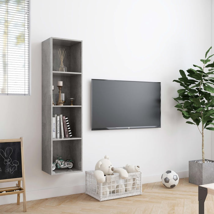 Bibliotecă/Comodă TV, gri beton, 143x30x36 cm - WALTI WALTI