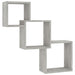 Rafturi de perete, cub, gri beton, 68x15x68 cm, lemn prelucrat - WALTI WALTI