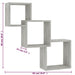 Rafturi de perete, cub, gri beton, 68x15x68 cm, lemn prelucrat - WALTI WALTI
