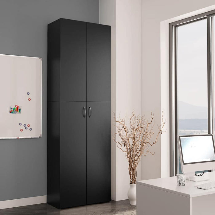 Dulap de birou, negru, 60x32x190 cm, lemn prelucrat WALTI