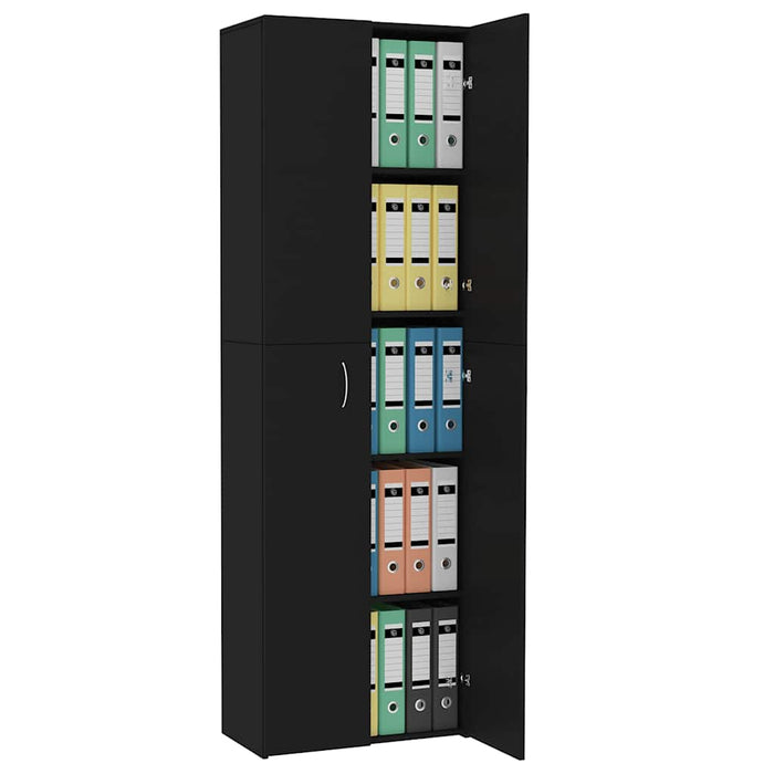 Dulap de birou, negru, 60x32x190 cm, lemn prelucrat WALTI