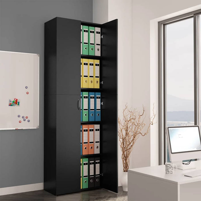 Dulap de birou, negru, 60x32x190 cm, lemn prelucrat WALTI