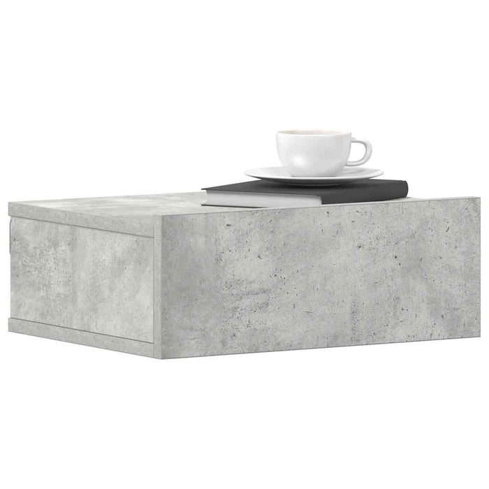 Noptieră suspendată, gri beton, 40x30x15 cm, lemn prelucrat - WALTI WALTI