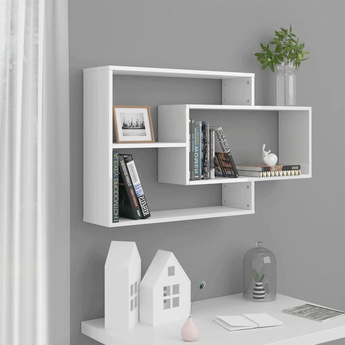 Rafturi de perete alb extralucios 104x20x58,5 cm lemn prelucrat WALTI