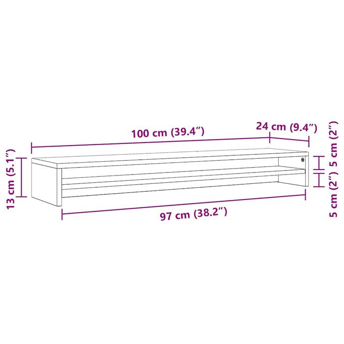 Suport monitor, gri beton, 100x24x13 cm, lemn prelucrat - WALTI WALTI