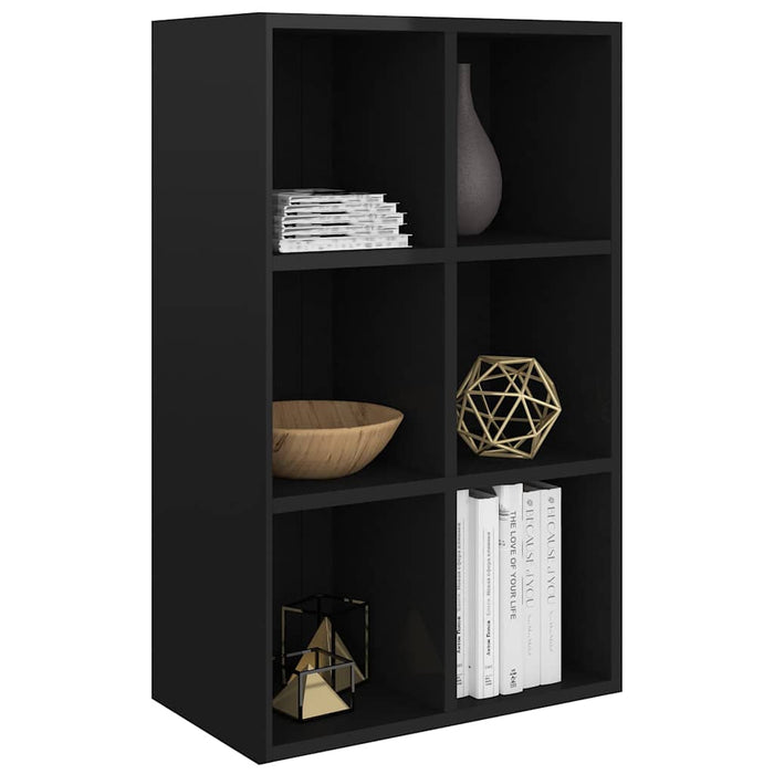Bibliotecă/Servantă, negru extralucios, 66x30x98 cm, PAL WALTI