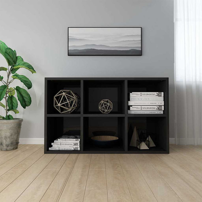 Bibliotecă/Servantă, negru extralucios, 66x30x98 cm, PAL WALTI