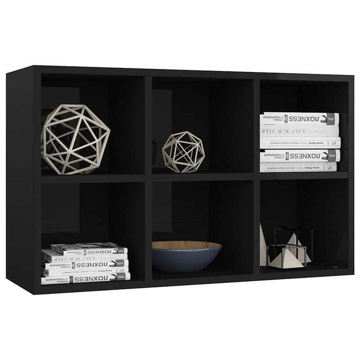 Bibliotecă/Servantă, negru extralucios, 66x30x98 cm, PAL WALTI