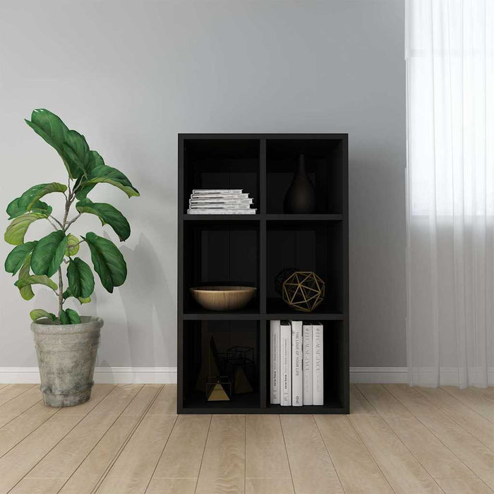 Bibliotecă/Servantă, negru extralucios, 66x30x98 cm, PAL WALTI