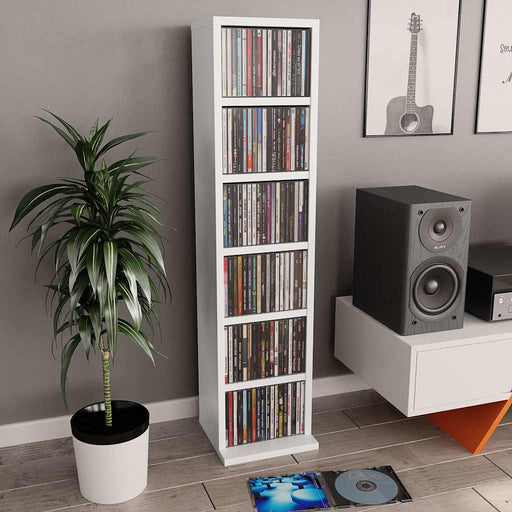Dulap CD-uri, alb, 21x20x88 cm, lemn compozit - WALTI WALTI