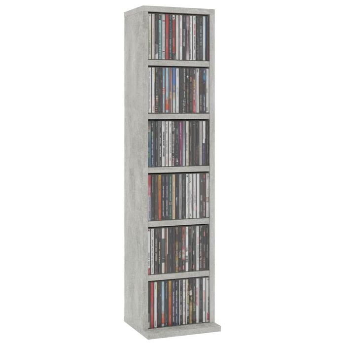 Dulap CD-uri, gri beton, 21x20x88 cm, lemn compozit - WALTI WALTI