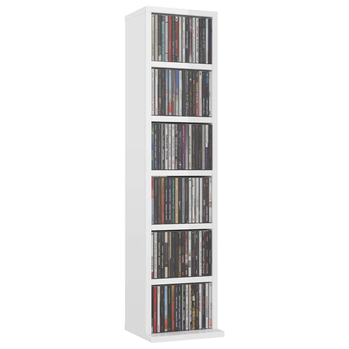 Dulap CD-uri, alb extralucios, 21x20x88 cm, lemn compozit WALTI