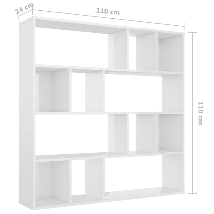 Separator cameră/Bibliotecă, alb extralucios, 110x24x110 cm PAL WALTI
